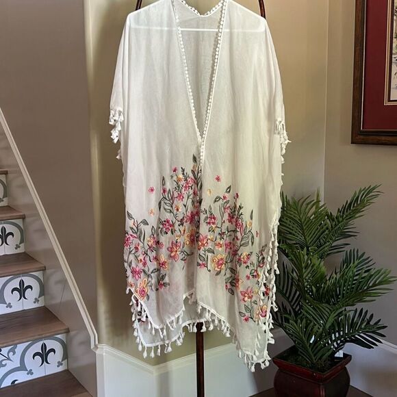 Embroidered Floral Swimsuit Coverup - Picture 1 of 6